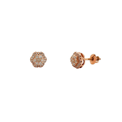 Rose Gold Diamond Cluster Stud Earrings (14K) Lucky Diamond New York