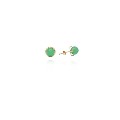 Rounded Jade Earrings (14K) New York Lucky Diamond
