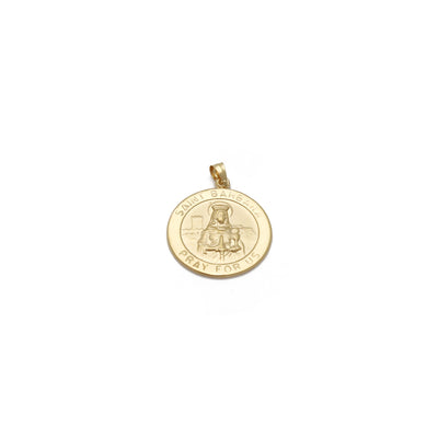 Saint Barbara Protect Us Medallion Pendant (14K) 14 Karat Yellow Gold, Lucky Diamond New York