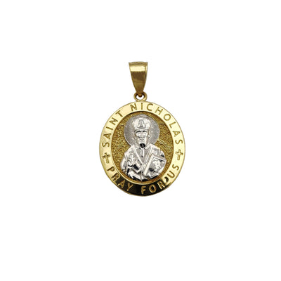 Saint Nicholas Oval Medallion Pendant (14K) Lucky Diamond New York