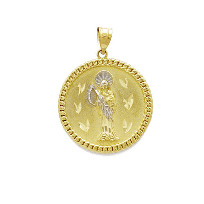 Santa Muerte Medallion (14K) 14 Karat Two-Tone Gold, Lucky Diamond New York