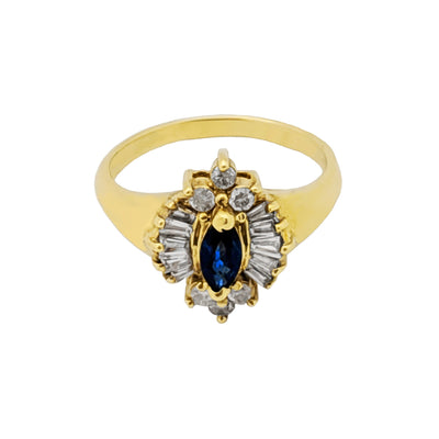 Sapphire Diamond Halo Ring (14K) Lucky Diamond New York