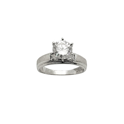 Satin Finish 6-Prong Engagement Ring (14K) Lucky Diamond New York