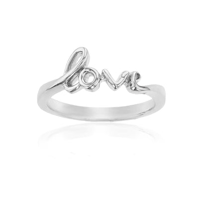Script Love Ring (Silver) Lucky Diamond New York