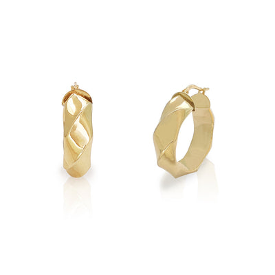 Semi-Twist Hoop Earrings (14K) Lucky Diamond New York