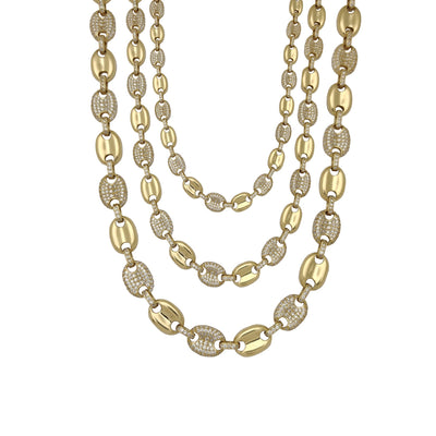 Semi Iced-Out Puffy Gucci CZ Chain (14K) Lucky Diamond New York