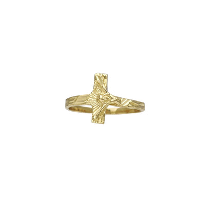 Sideways Textured DC Crucifix Ring (14K) Lucky Diamond New York