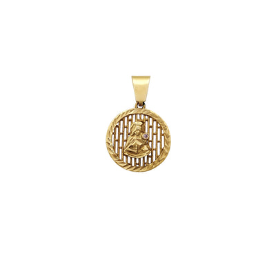 Silhouette Bamboo Round Saint Barbara Medallion Pendant (14K) Lucky Diamond New York