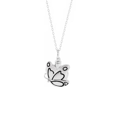 Butterfly Contoured Ash Holder Necklace (Silver) front - Lucky Diamond - New York