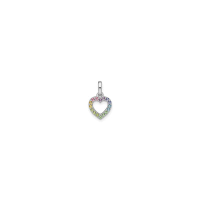 Rainbow Crystal Heart Contour Pendant (Silver) front - Lucky Diamond - New York