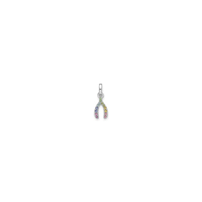 Rainbow Crystal Wishbone Pendant (Silver) front - Lucky Diamond - New York