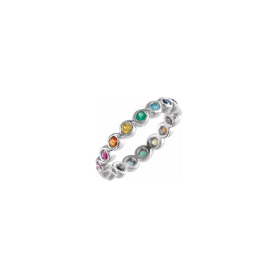Rainbow Eternity Bezel Ring (14K) main - Lucky Diamond - New York