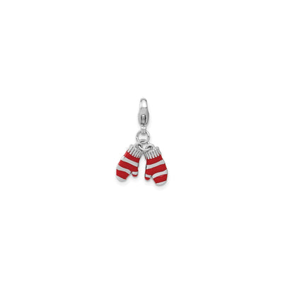 Red Winter Mittens Charm (Silver) main - Lucky Diamond - New York