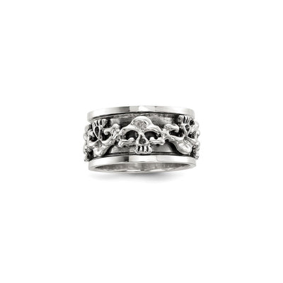 Spinning Center Antiqued Skull Ring (Silver) main - Lucky Diamond - New York