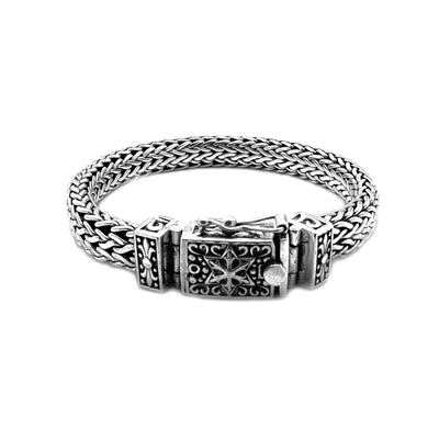 Silver Vintage Braided Mesh North Star Bracelet (Silver) Lucky Diamond New York