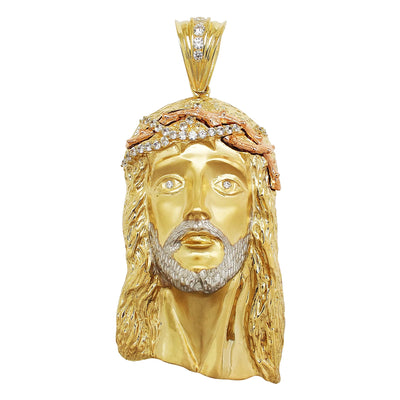 Solid Open Back Jesus Head Pendant (14K) Lucky Diamond New York