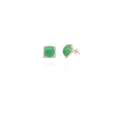 Square Jade Earrings (14K) New York Lucky Diamond
