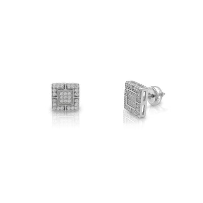 Square Stud Earrings (Silver) Lucky Diamond New York