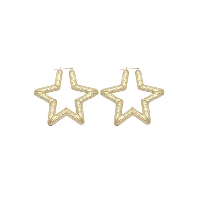 Star Shaped Studded Hoop Earrings (10K) Lucky Diamond New York
