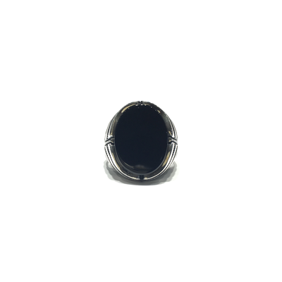 Black Onyx Oval Ring (Silver) front - Lucky Diamond - New York