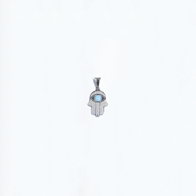 Hamsa Blue Eye Turquoise Pendant (Silver) front - Lucky Diamond - New York