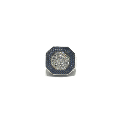 Iced-Out Octagonal CZ Statement Ring (Silver) front - Lucky Diamond - New York