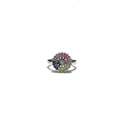 Multi-Color Circle CZ Ring (Silver) front - Lucky Diamond - New York