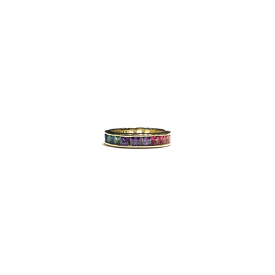Multi-Color CZ Eternity Band (Silver) yellow front 1 - Lucky Diamond - New York