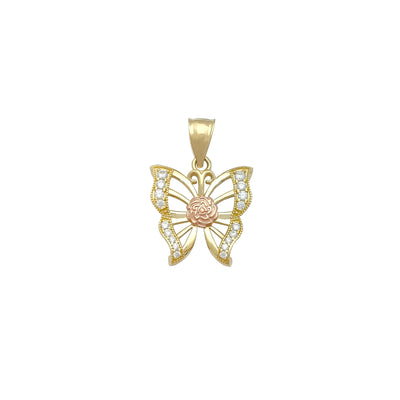 Stone-Set Butterfly & Rose Pendant (14K) Lucky Diamond New York