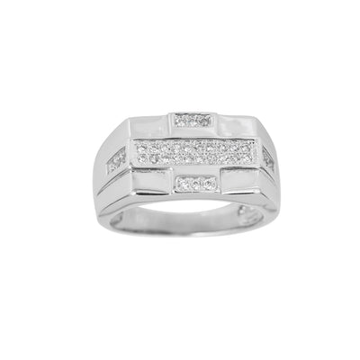 Stone-Set Cross Men's Ring (Silver) Lucky Diamond New York