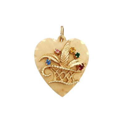 Stone-Set Flower Heart Pendant (14K) Lucky Diamond New York