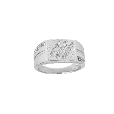 Stone-Set Men's Ring (Silver) Lucky Diamond New York