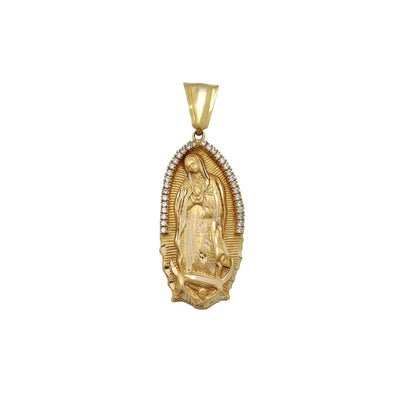 Stone-Set Oval Virgin Mary Pendant (14K) Lucky Diamond New York