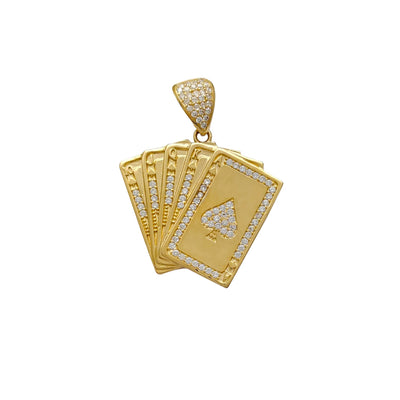 Stone-Set Poker Cards Pendant (14K) Lucky Diamond New York