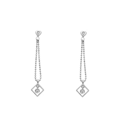 Stone-Set Rhombus Drop Earrings (14K) Lucky Diamond New York