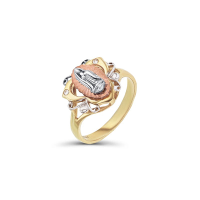 Stone-Set Tri-Color Butterfly Virgin Mary Ring (14K) Lucky Diamond New York