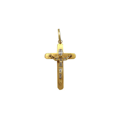 Stone-set Crucifix Pendant (18K) Lucky Diamond New York