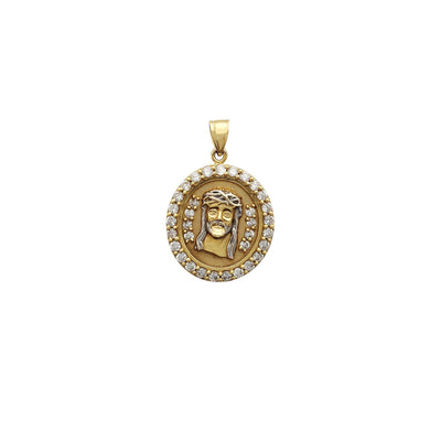 Stone-set Jesus Head Medallion Pendant (14K) Lucky Diamond New York