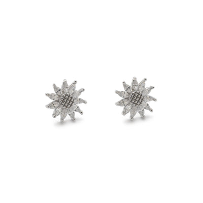 Sun Flower Stud Earrings (Silver) Lucky Diamond New York