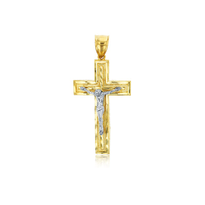 Two-tone Jesus Cross Pendant (14K) - Lucky Diamond