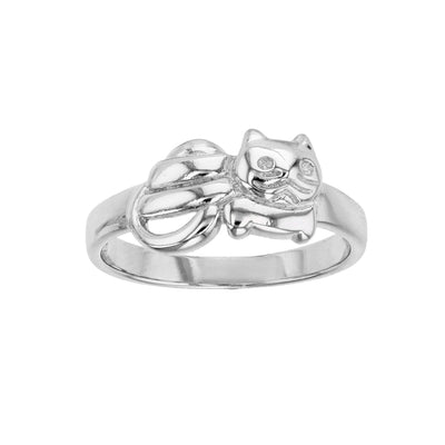 Textured Cat Ring (Silver) Lucky Diamond New York