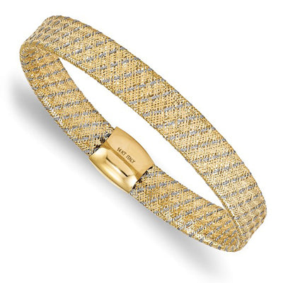 Textured Gypsy Mesh Bracelet (14K) Lucky Diamond New York