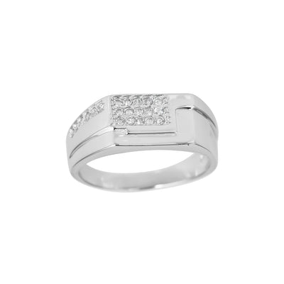 Textured Stone-Set Men's Ring (Silver) Lucky Diamond New York