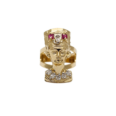 Textured Stone-Set Nefertiti Ring (10K) Lucky Diamond New York