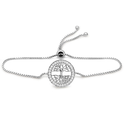 Tree Of Life Adjustable Bracelet (Silver) Lucky Diamond New York