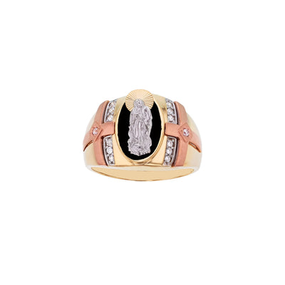 Tri-Color Black Onyx Virgin Mary Ring (14K) Lucky Diamond New York