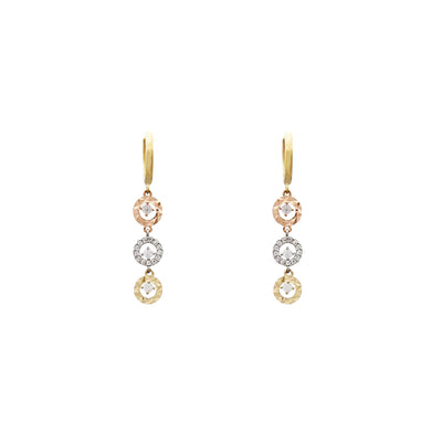 Tri-Color Circle Drop Earrings (14K) Lucky Diamond New York