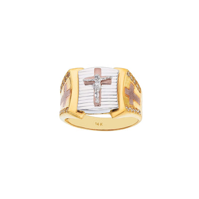 Tri-Color Crucifix & Cross Ring (14K) Lucky Diamond New York