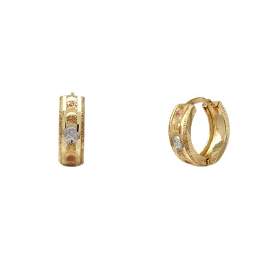 Tri-Color Diamond Cuts Huggie Earrings (14K) Lucky Diamond New York