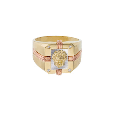 Tri-Color Lion Head Ring (14K) Lucky Diamond New York